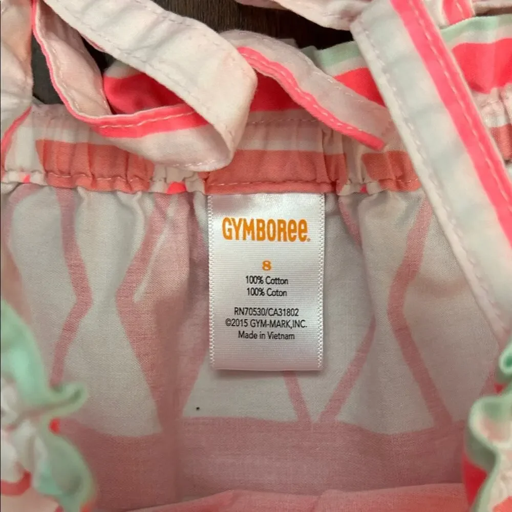 Gymboree Pink and White Geometric Pattern Cotton Dress, Size 8